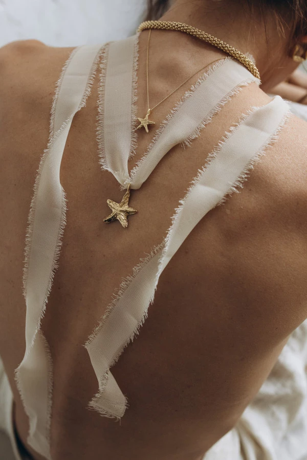 Naszyjnik STARFISH GOLD CREAM RIBBON