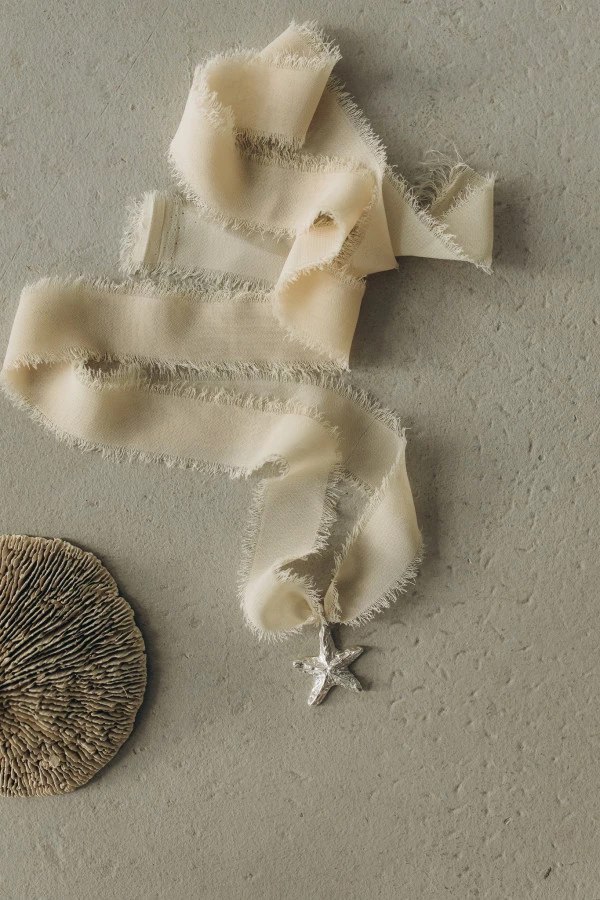 Naszyjnik STARFISH SILVER CREAM RIBBON