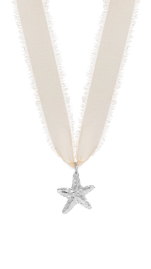 Naszyjnik STARFISH SILVER CREAM RIBBON