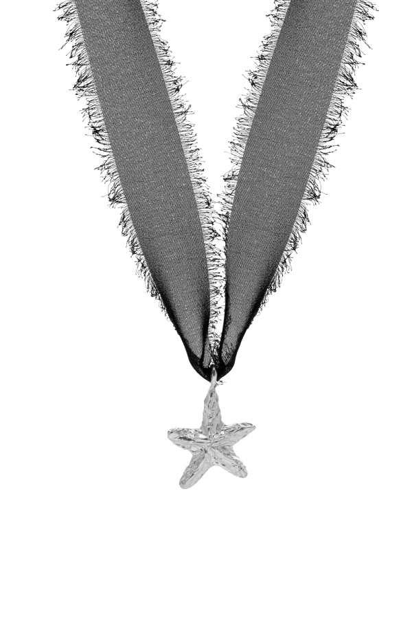 Naszyjnik STARFISH SILVER BLACK RIBBON